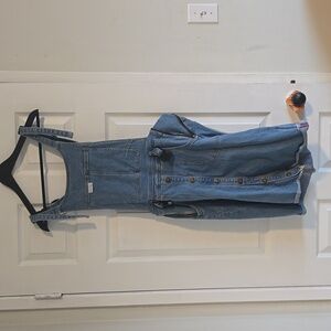 Denim maternity overall dress
